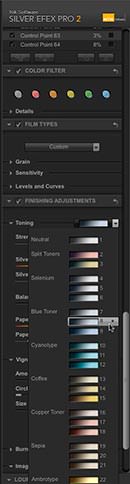 Selecting the "Toner 8" toning preset